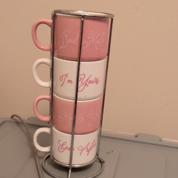 Pink and White Stacking Mugs Set - Picture 4 of 4